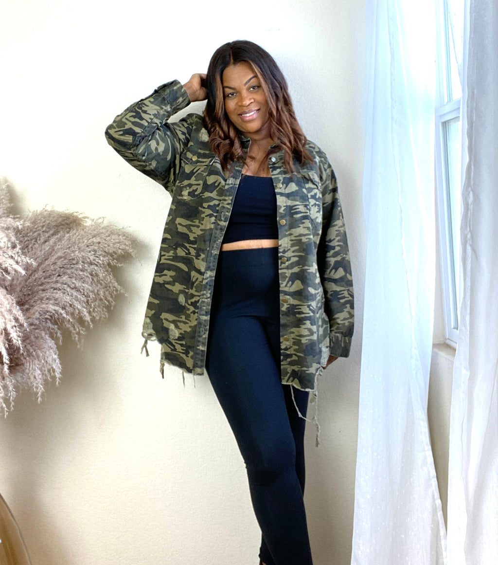 Distressed Camo Jacket