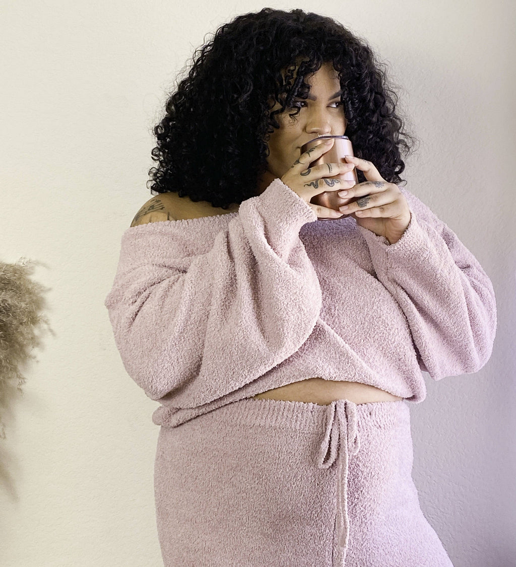 Cozy Plus Size Loungewear Sets - Mauve