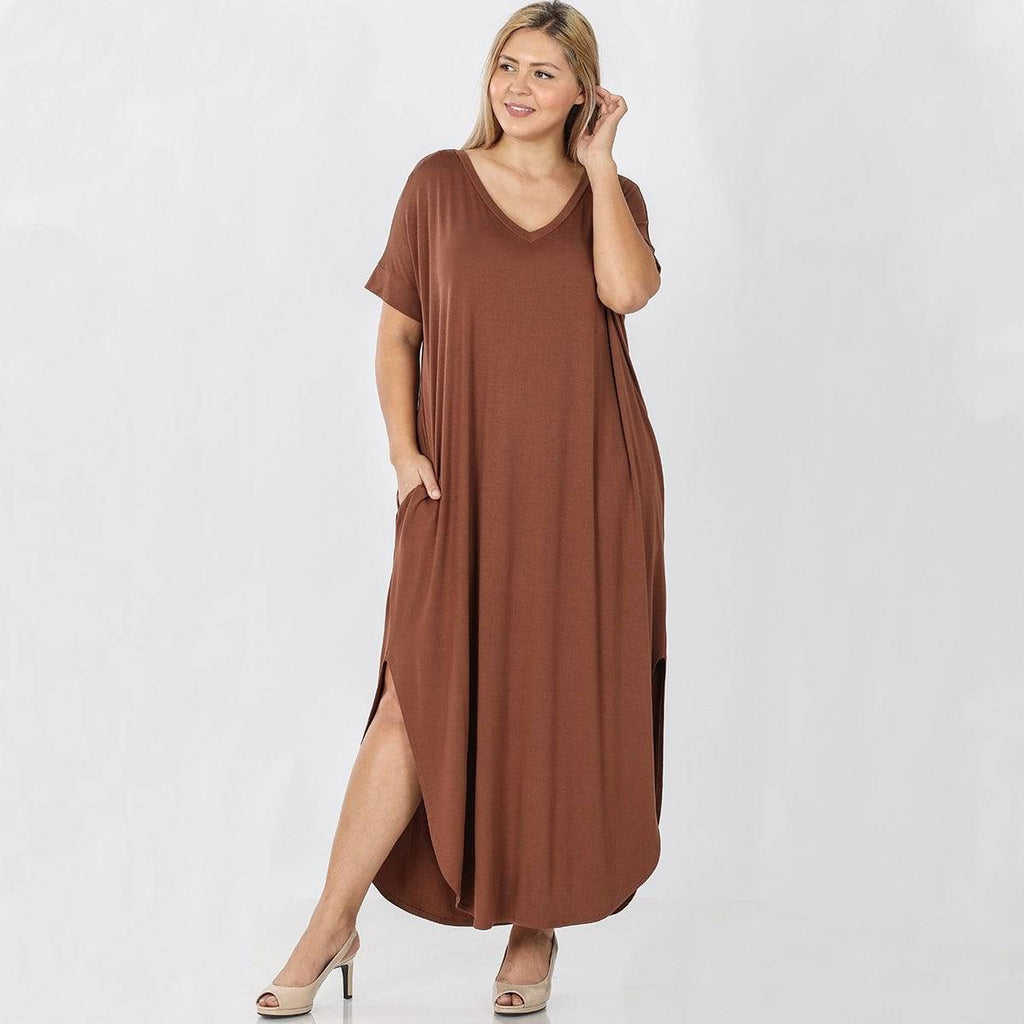V Neck Plus Size Maxi Dress