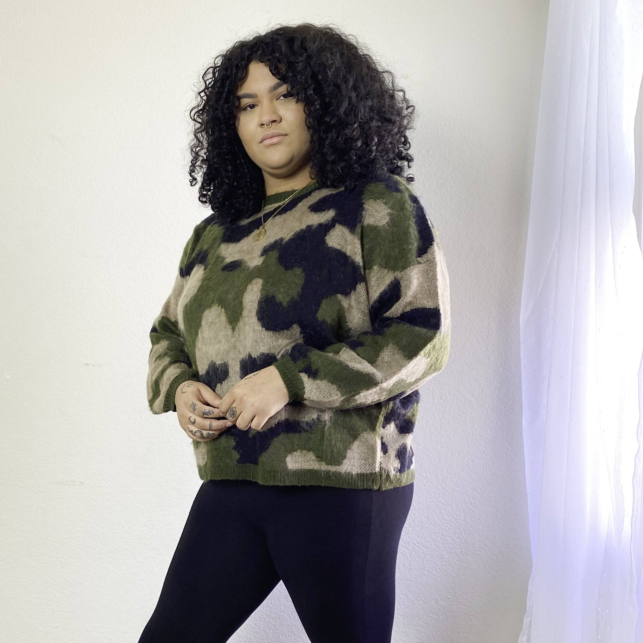 Camouflage Sweater Womens