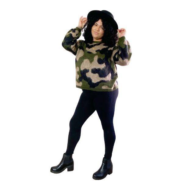 Camouflage Sweater Womens